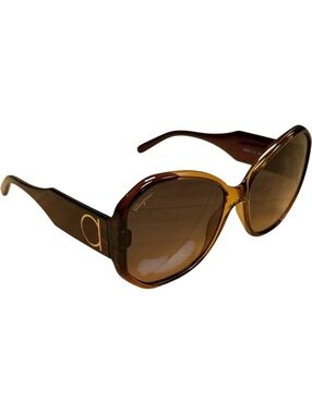Ferragamo Brown Gradient Lens Sunglasses with Gold Logo Detail